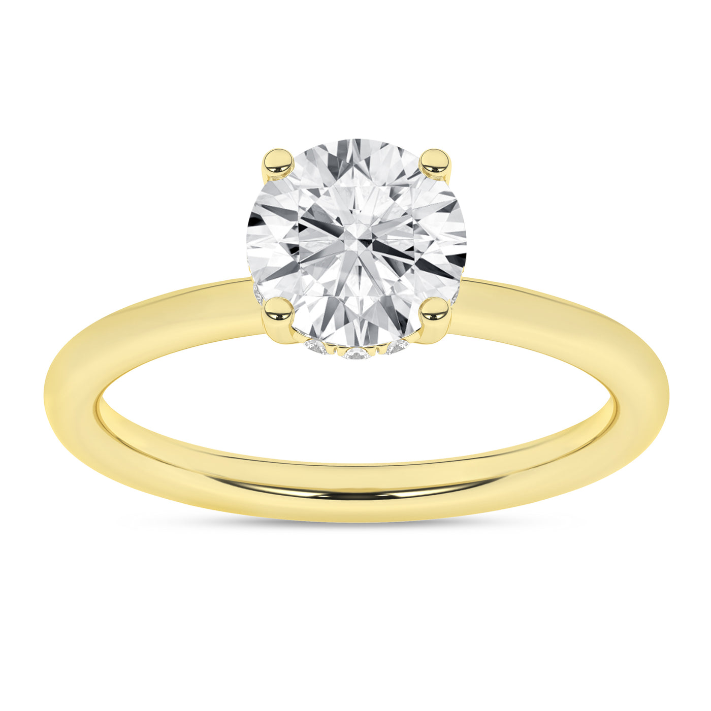 14K Yellow Round Brilliant Cut Lab Grown Diamond Solitaire Engagement Ring