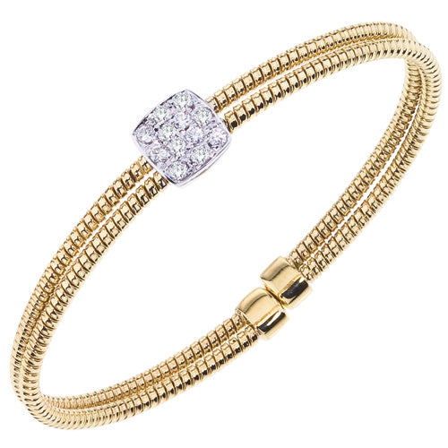 18K Yellow & White Natural Diamond Cuff Bracelet