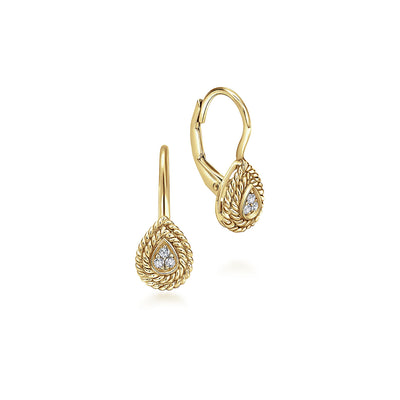 14K Yellow Natural Diamond Drop Earrings