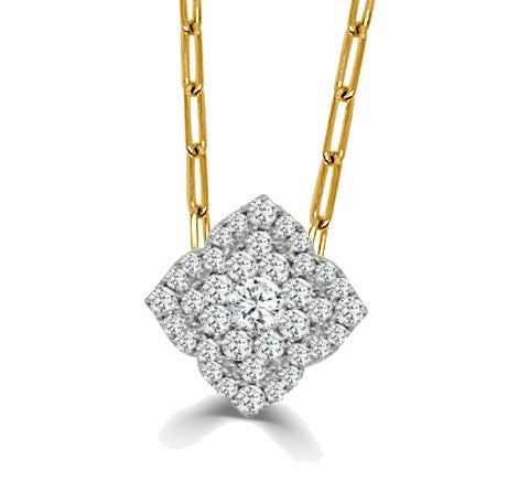 14K Yellow & White Natural Diamond 18 inch Necklace
