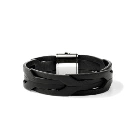 Sterling Silver Black Leather 8 inch Bracelet