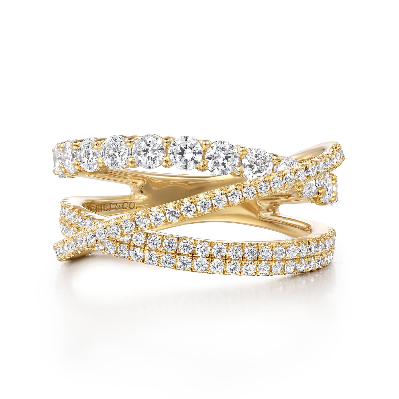 14K Yellow Criss Cross Natural Diamond Ring Size 6.5