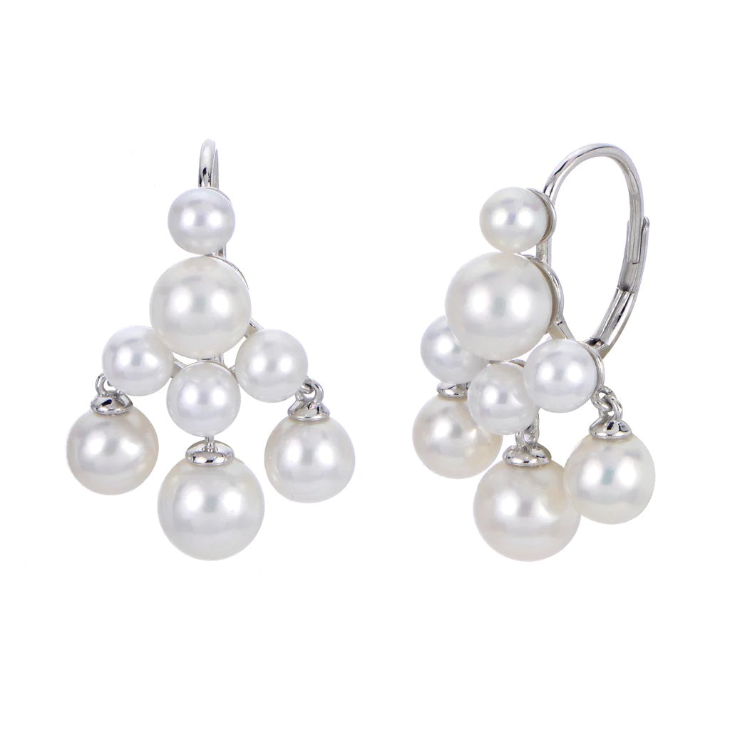 14K White Fresh Water Pearl Dangle Earrings