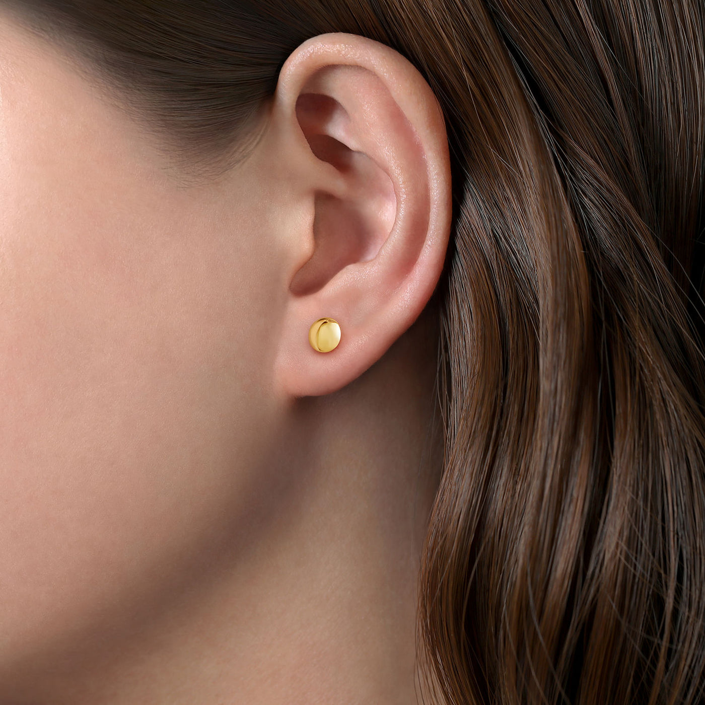 14K Yellow Button Earrings