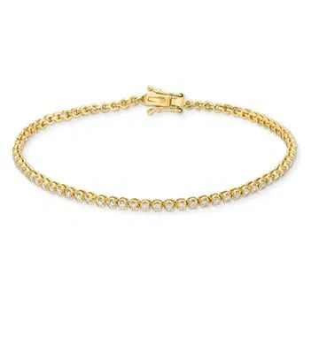 14K Yellow Gold Natural Diamond Tennis Bracelet