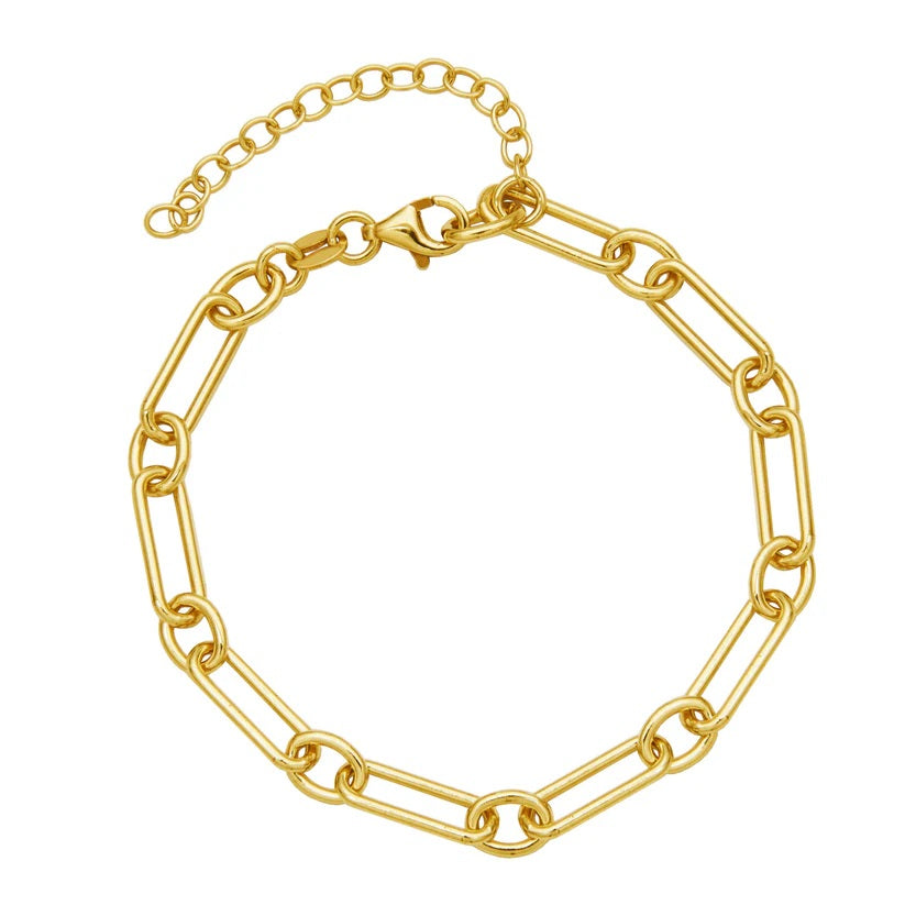 Sterling/14K Gold Finish Link Bracelet with Size 6.75