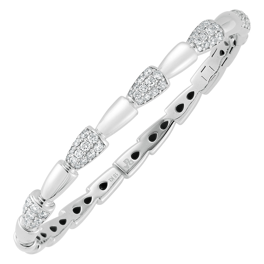18K White Natural Diamond Hinged Bangle Bracelet