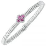 18K Yellow & White Sapphire and Natural Diamond Cuff Bracelet