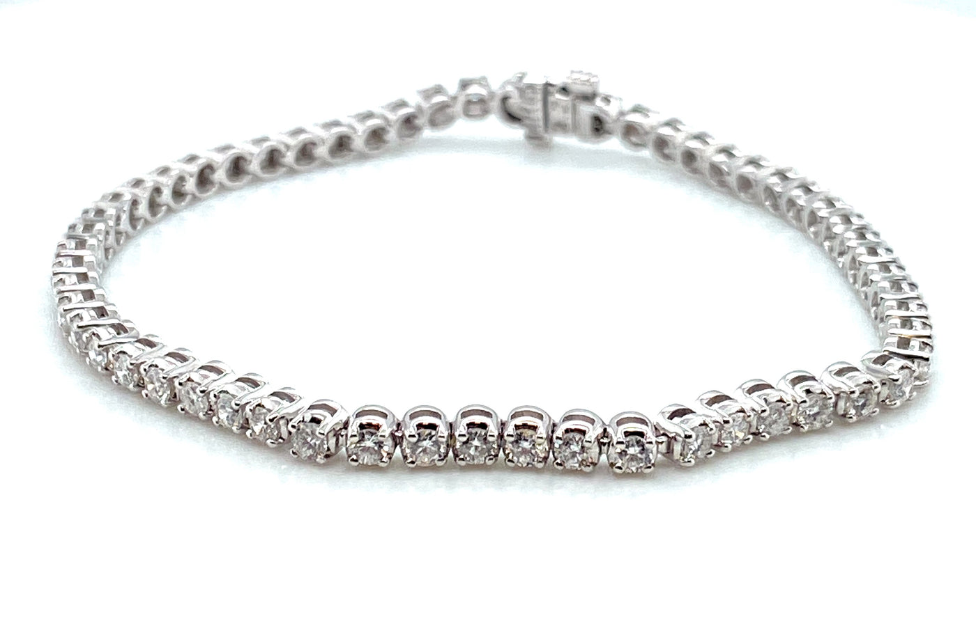 14K White Natural Diamond Tennis Bracelet