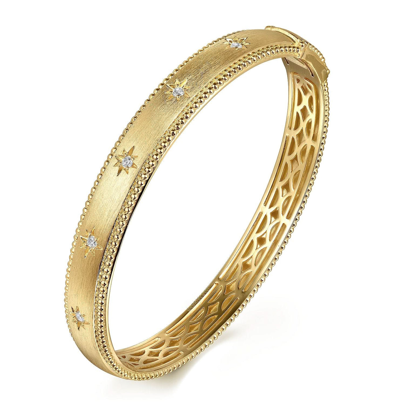 14K Yellow Natural Diamond Bangle Bracelet