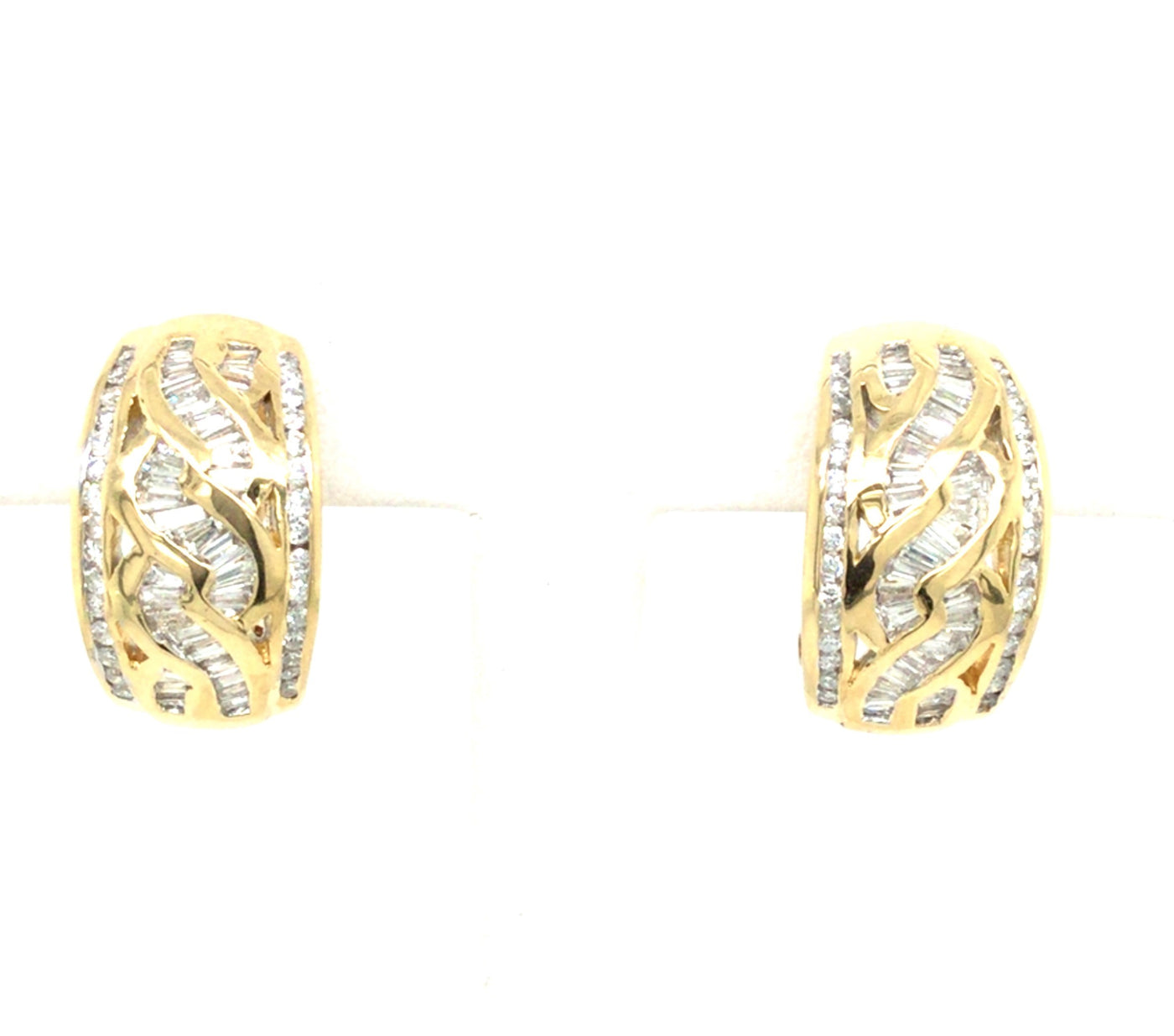 18K Yellow Natural Diamond Hoop Earrings