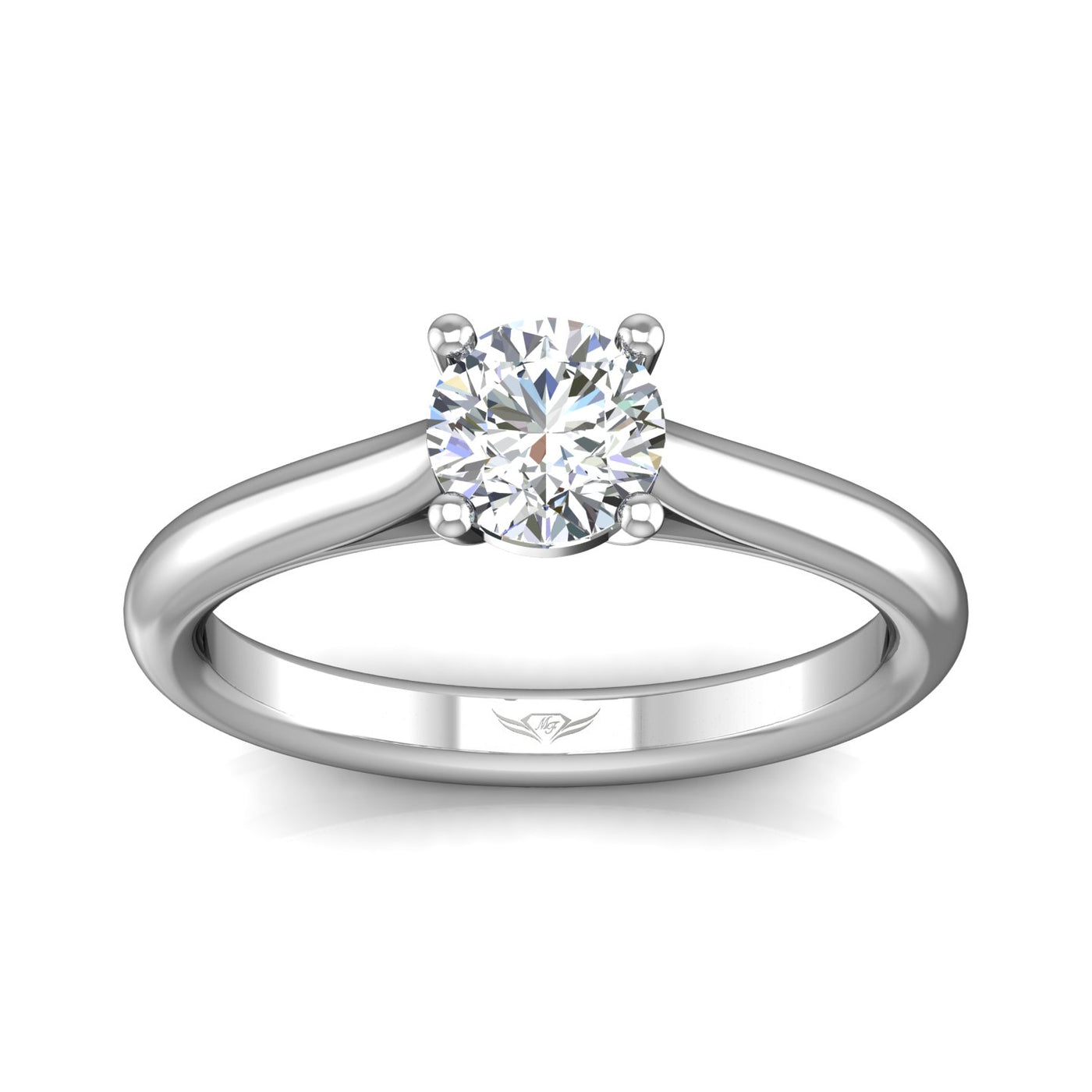 Platinum Natural Diamond Semi-Mount Ring that accomodates a 6.00 mm Center