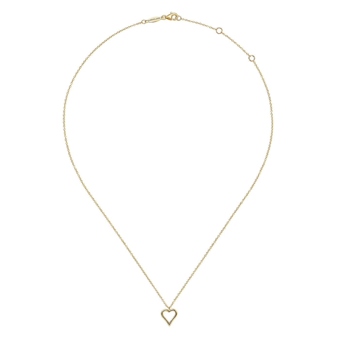 14K Yellow Heart Necklace 17.5 inch