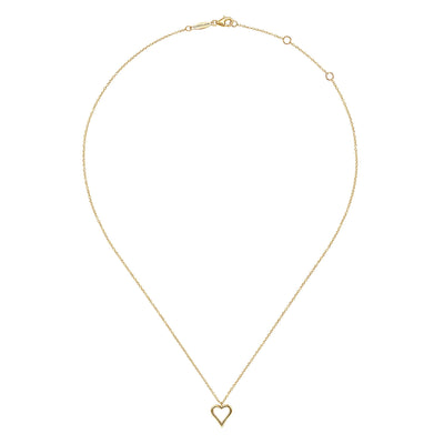 14K Yellow Heart Necklace 17.5 inch