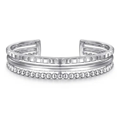 Sterling Silver Triple Row Bangle Bracelet