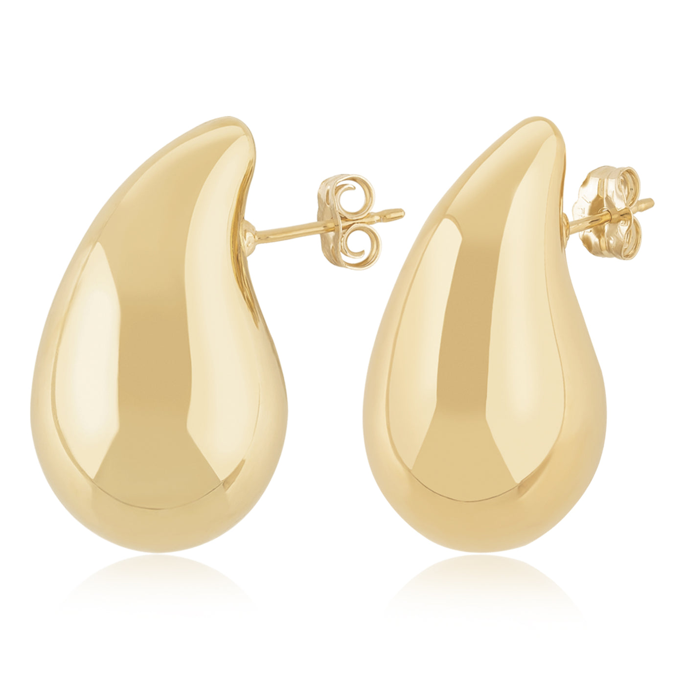 14K Yellow Tear Drop Stud Earrings