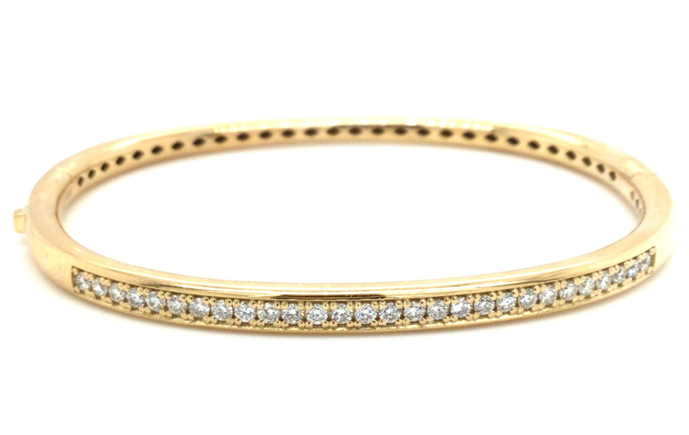 18K Yellow Natural Diamond Hinged Bangle Bracelet