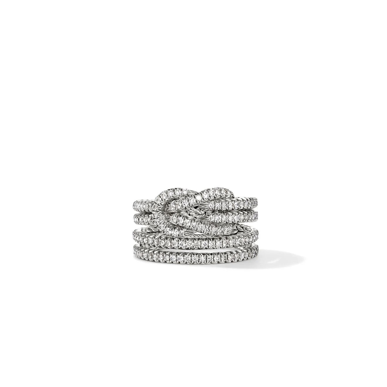 Sterling Silver Love Knot Natural Diamond Ring Size 7