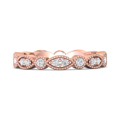 FlyerFit Micropave 18K Pink Gold Wedding Band