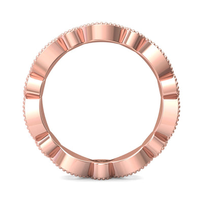 FlyerFit Micropave 18K Pink Gold Wedding Band