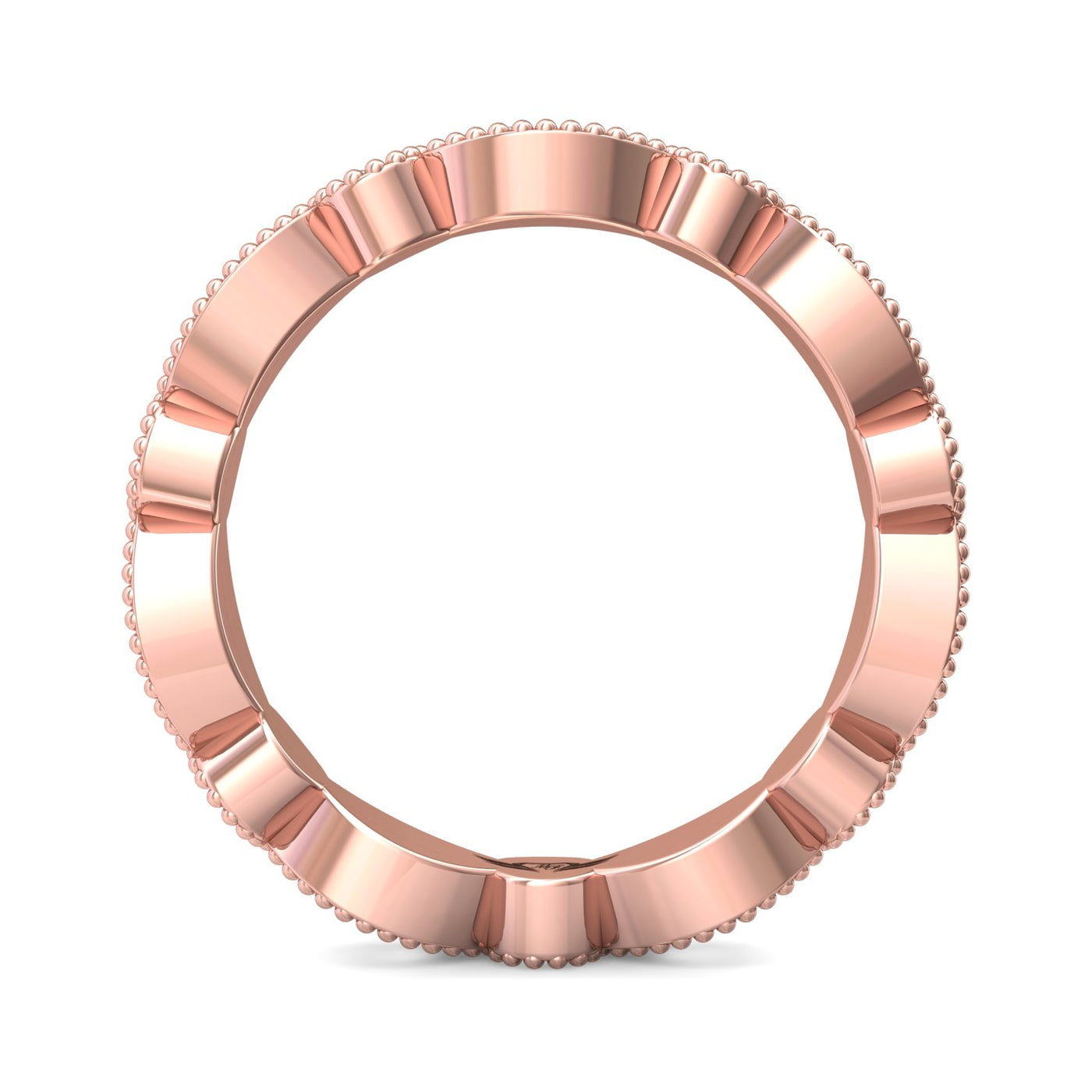 FlyerFit Micropave 14K Pink Gold Wedding Band