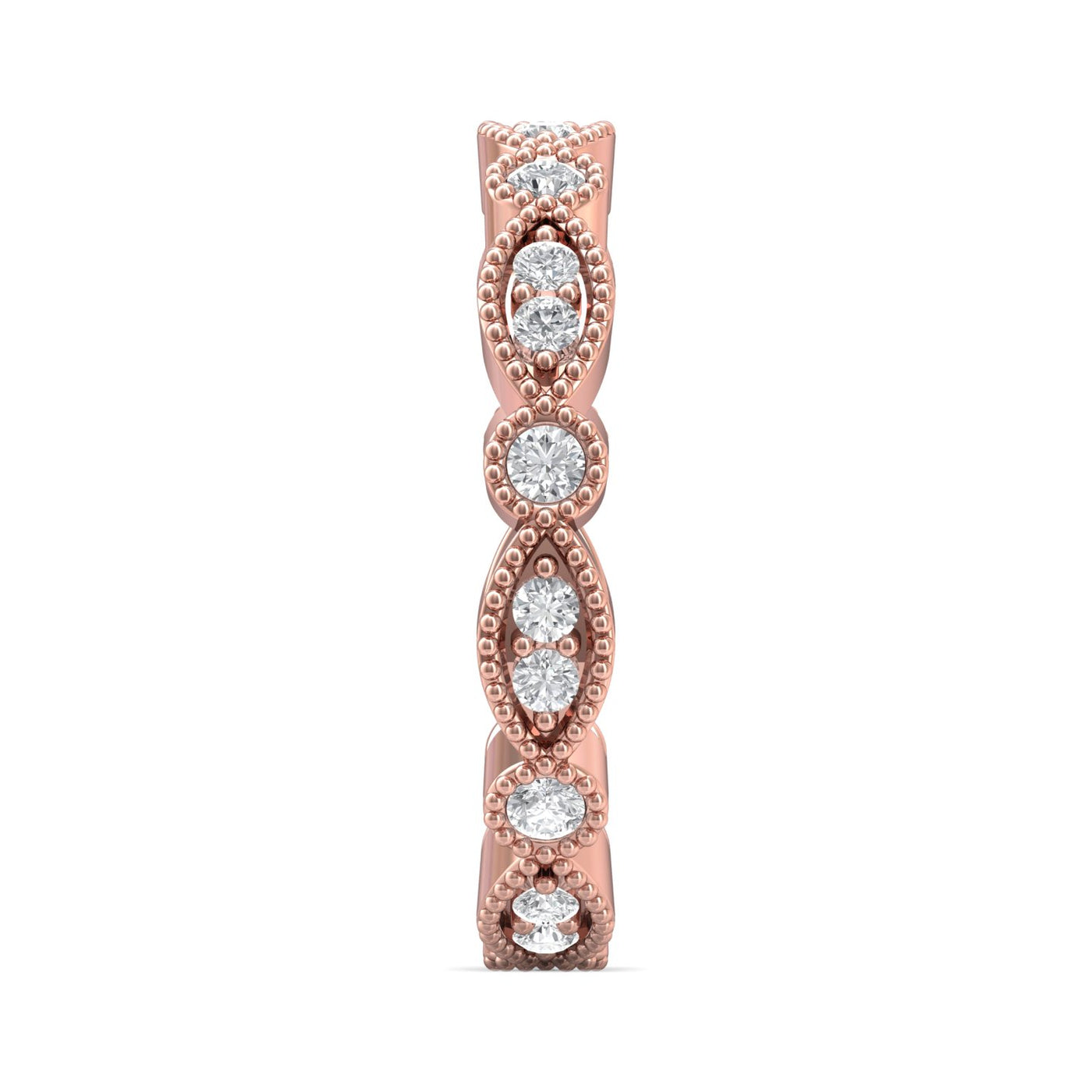 FlyerFit Micropave 18K Pink Gold Wedding Band