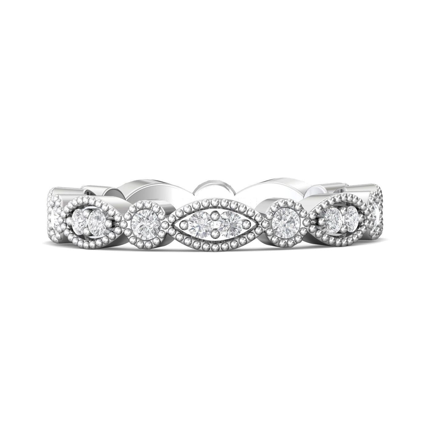 FlyerFit Micropave 18K White Gold Wedding Band