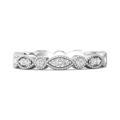 FlyerFit Micropave 14K White Gold Wedding Band