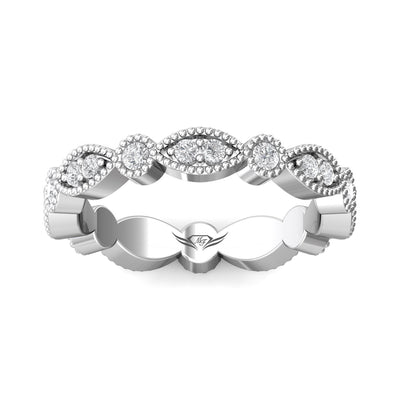 FlyerFit Micropave 14K White Gold Wedding Band