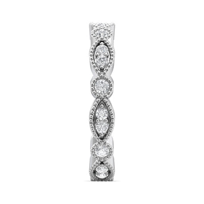 FlyerFit Micropave 18K White Gold Wedding Band