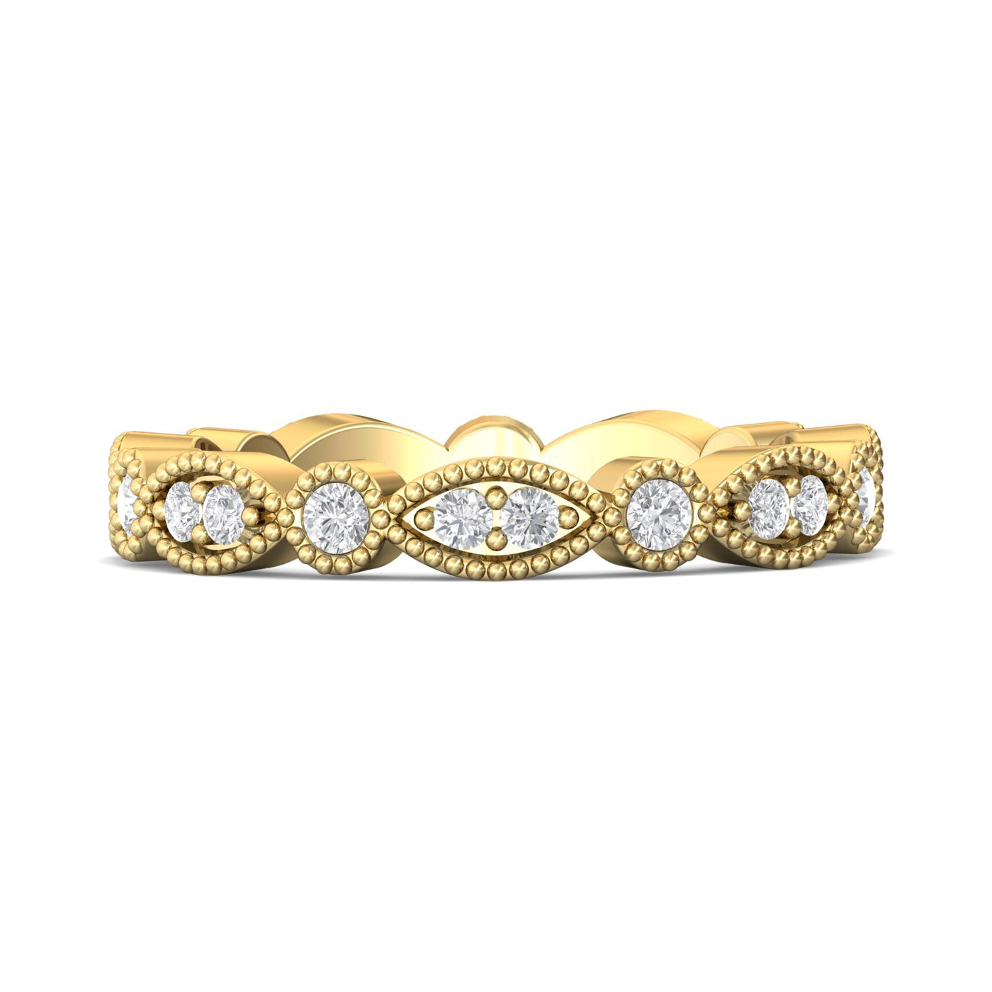 FlyerFit Micropave 14K Yellow Gold Wedding Band