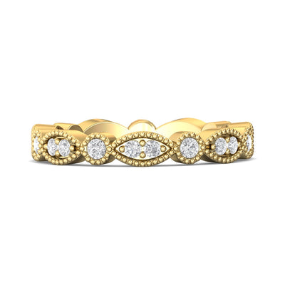 FlyerFit Micropave 18K Yellow Gold Wedding Band