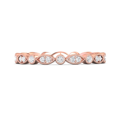 FlyerFit Micropave 18K Pink Gold Wedding Band