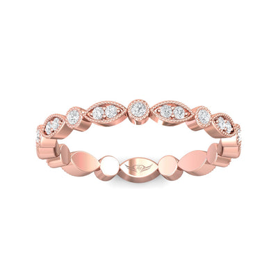 FlyerFit Micropave 14K Pink Gold Wedding Band