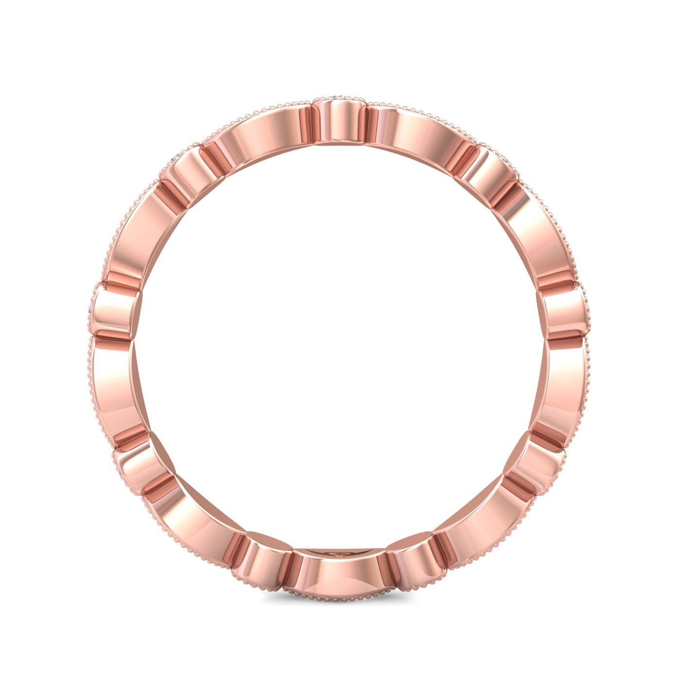 FlyerFit Micropave 18K Pink Gold Wedding Band