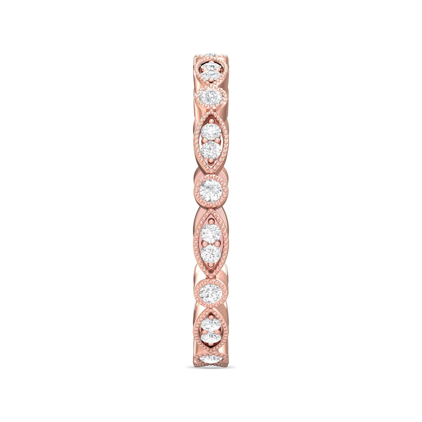 FlyerFit Micropave 18K Pink Gold Wedding Band