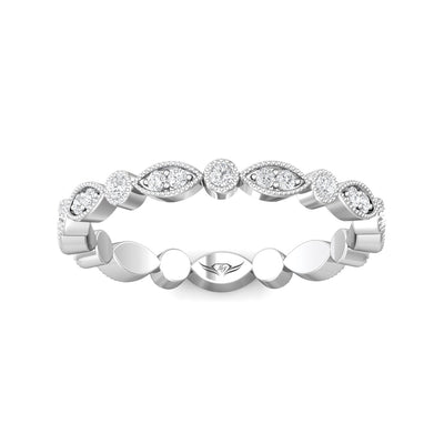 FlyerFit Micropave 14K White Gold Wedding Band