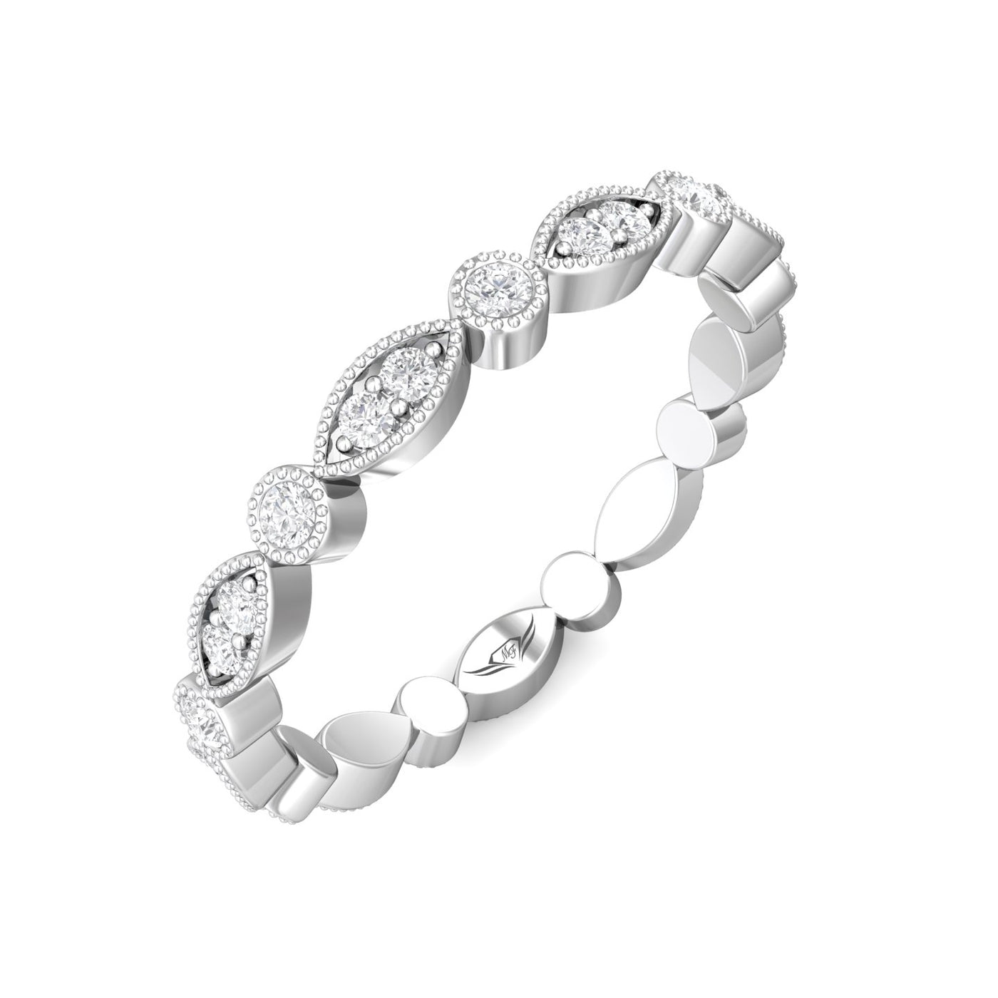 FlyerFit Micropave 18K White Gold Wedding Band