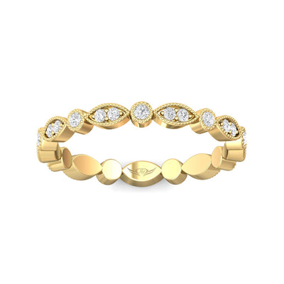 FlyerFit Micropave 14K Yellow Gold Wedding Band