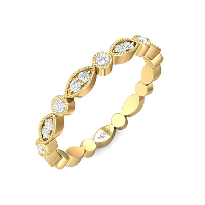 FlyerFit Micropave 18K Yellow Gold Wedding Band