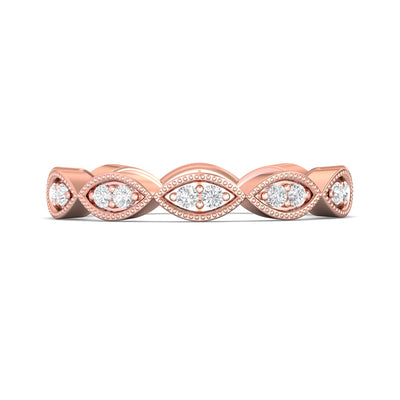 FlyerFit Micropave 14K Pink Gold Wedding Band