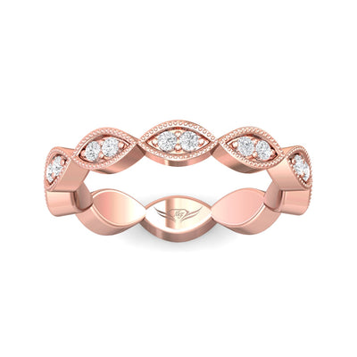 FlyerFit Micropave 18K Pink Gold Wedding Band