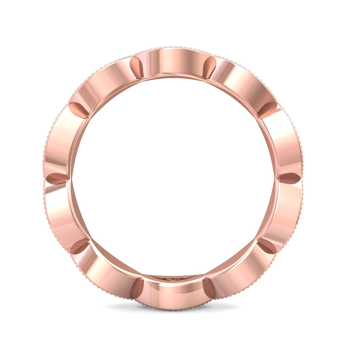 FlyerFit Micropave 18K Pink Gold Wedding Band