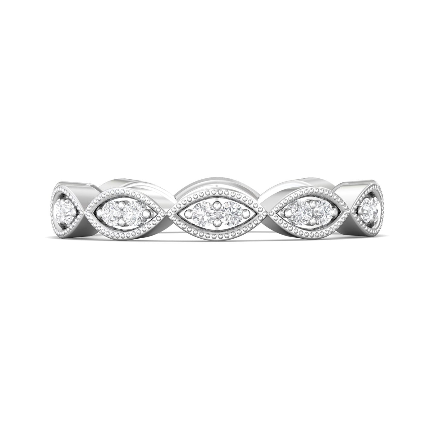 FlyerFit Micropave 14K White Gold Wedding Band