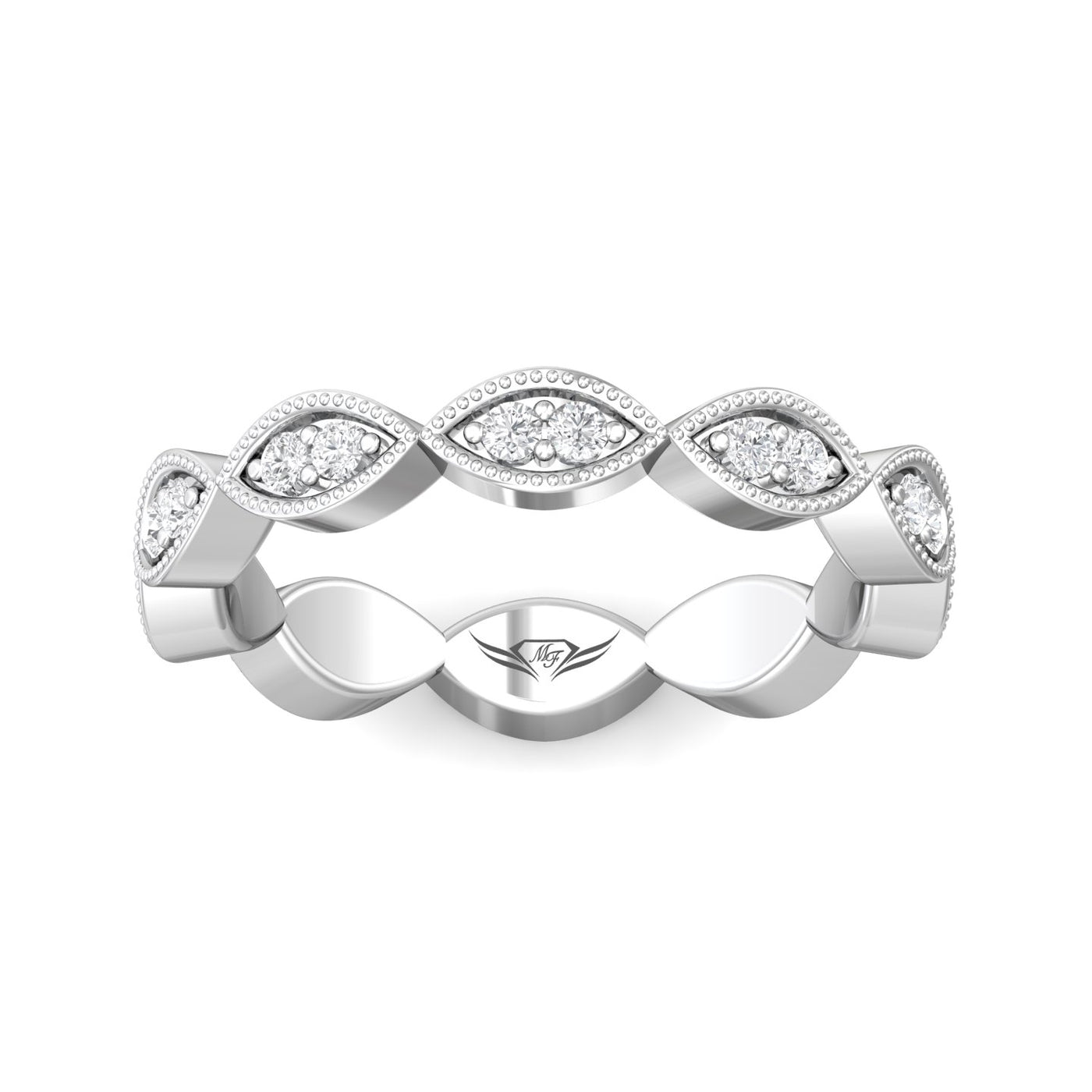 FlyerFit Micropave 18K White Gold Wedding Band