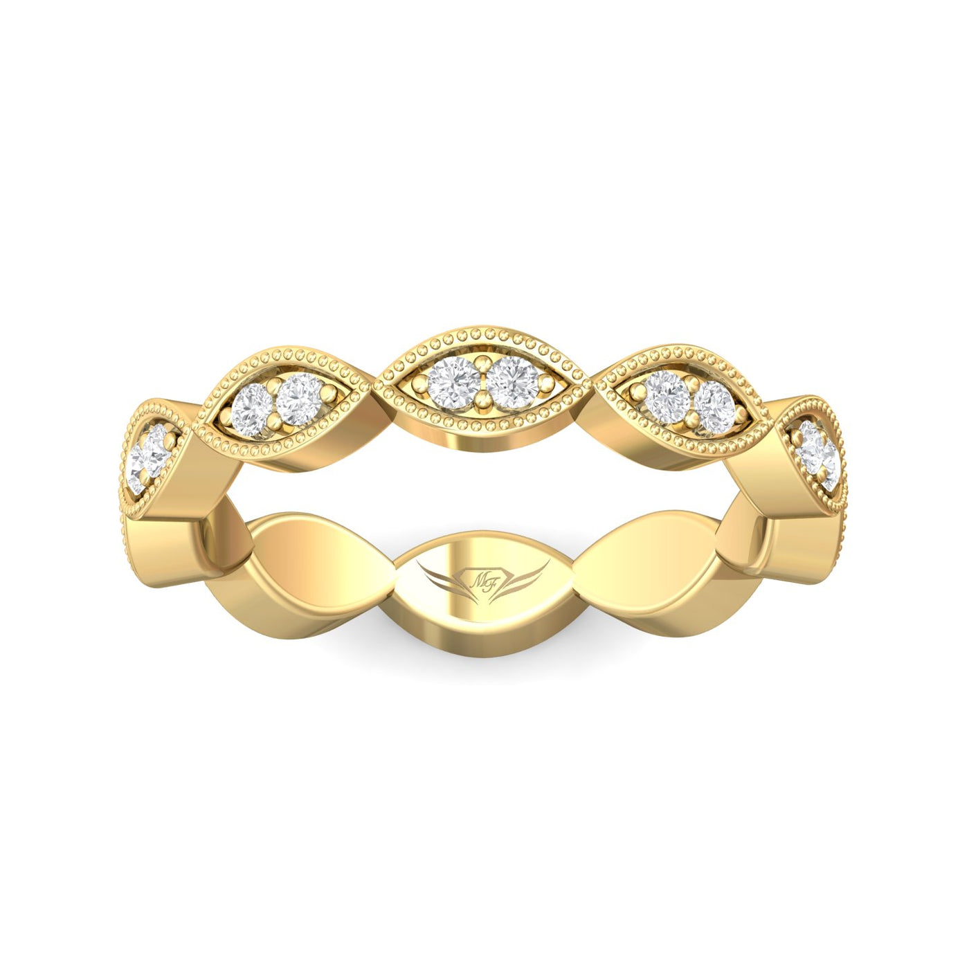 FlyerFit Micropave 14K Yellow Gold Wedding Band