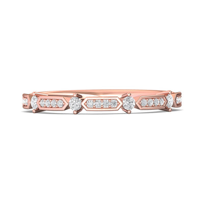 FlyerFit Micropave 18K Pink Gold Wedding Band