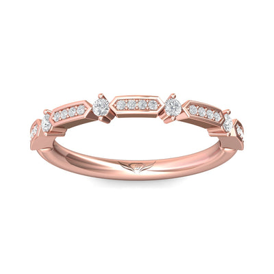 FlyerFit Micropave 18K Pink Gold Wedding Band