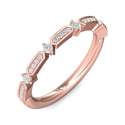 FlyerFit Micropave 18K Pink Gold Wedding Band