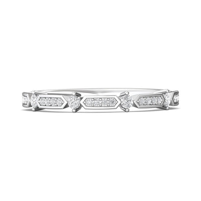 FlyerFit Micropave 18K White Gold Wedding Band